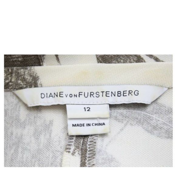 DIANE VON FURSTENBERG Ecru Floral Dress Size 12 - Picture 6 of 6